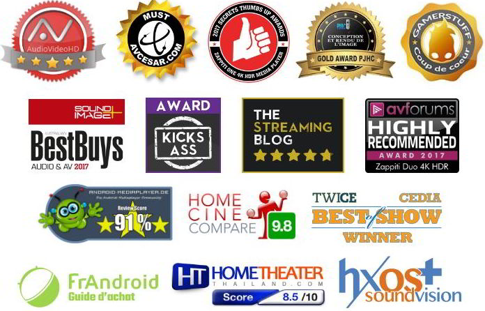 Zappiti players 4K HDR Awards